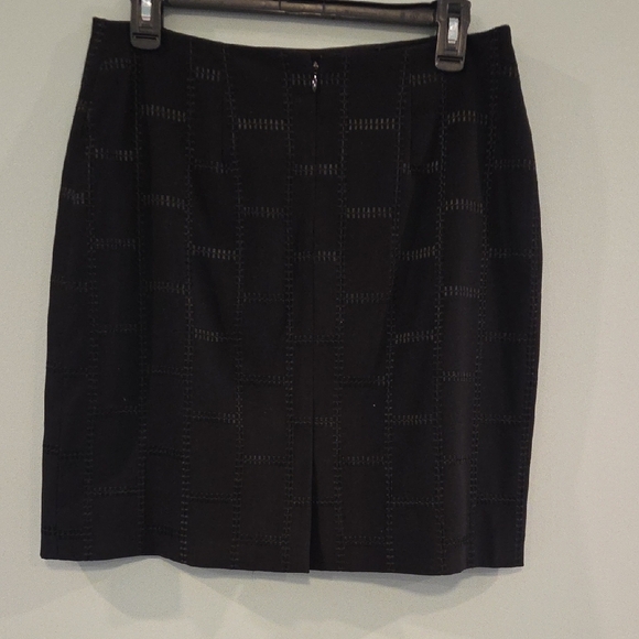 Casual Corner Black Patchwork Mini Pencil Skirt Petite Size 10 Fully Lined - Picture 4 of 10